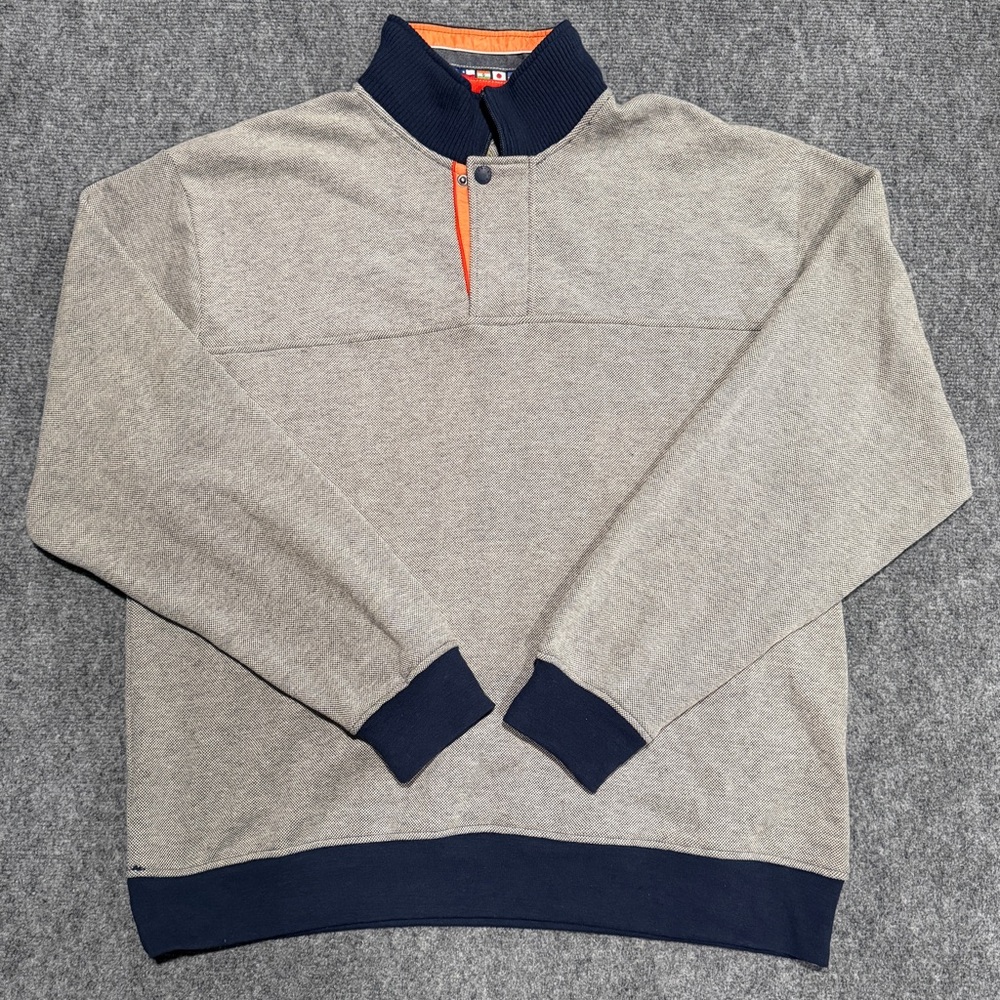 Orvis Men’s XL Gray World Flags Quarter-Zip Pullover Sweatshirt
